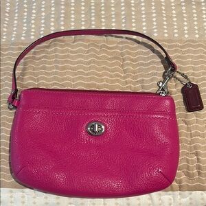 Coach Pink Pebbled Leather Wristlet